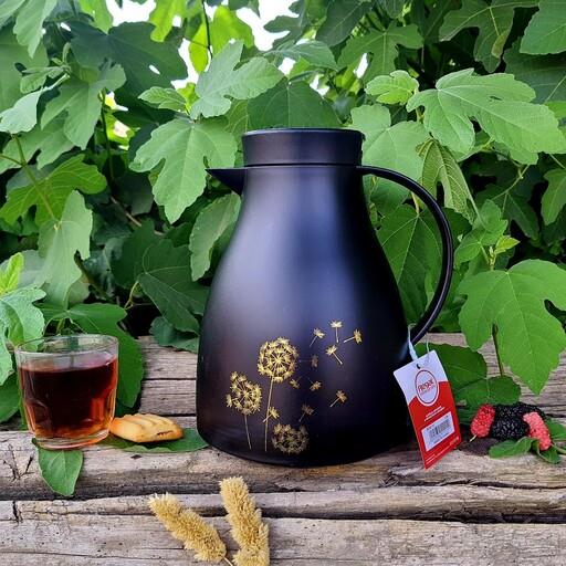 فلاسک 1 لیتر REGAL مدل NDK شیشه دار  رگال رنگ مشکی مات